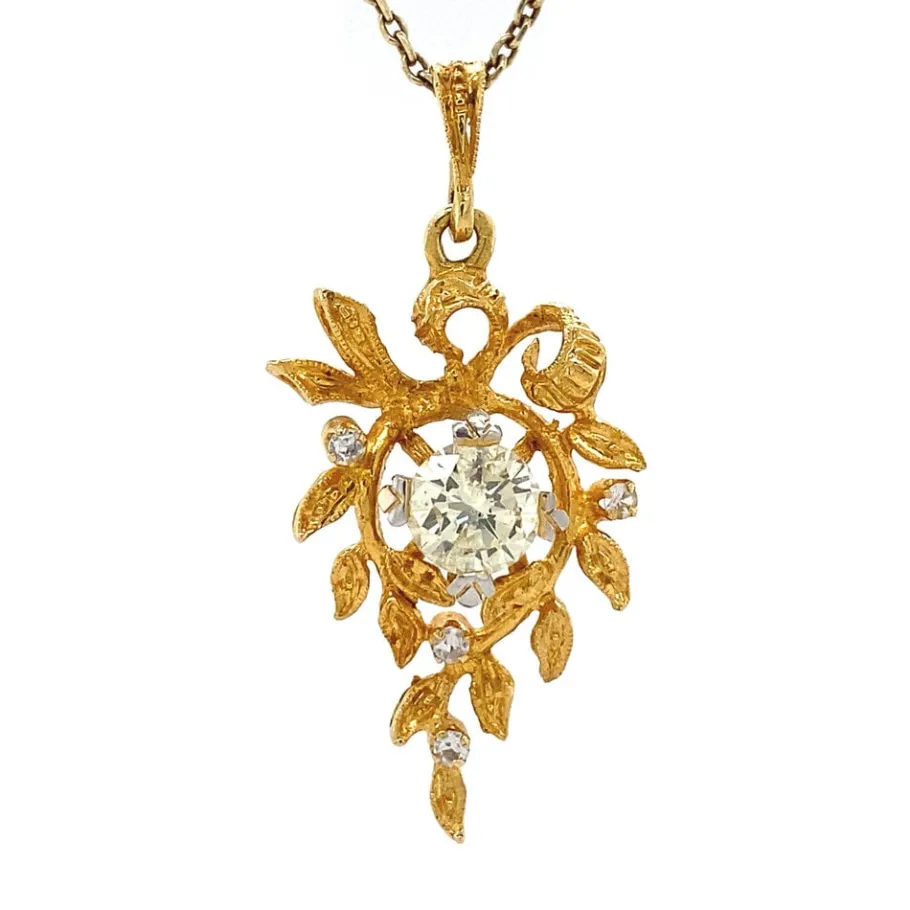 Gold pendant with diamond 18 krt>Vintage Jewellery Sale