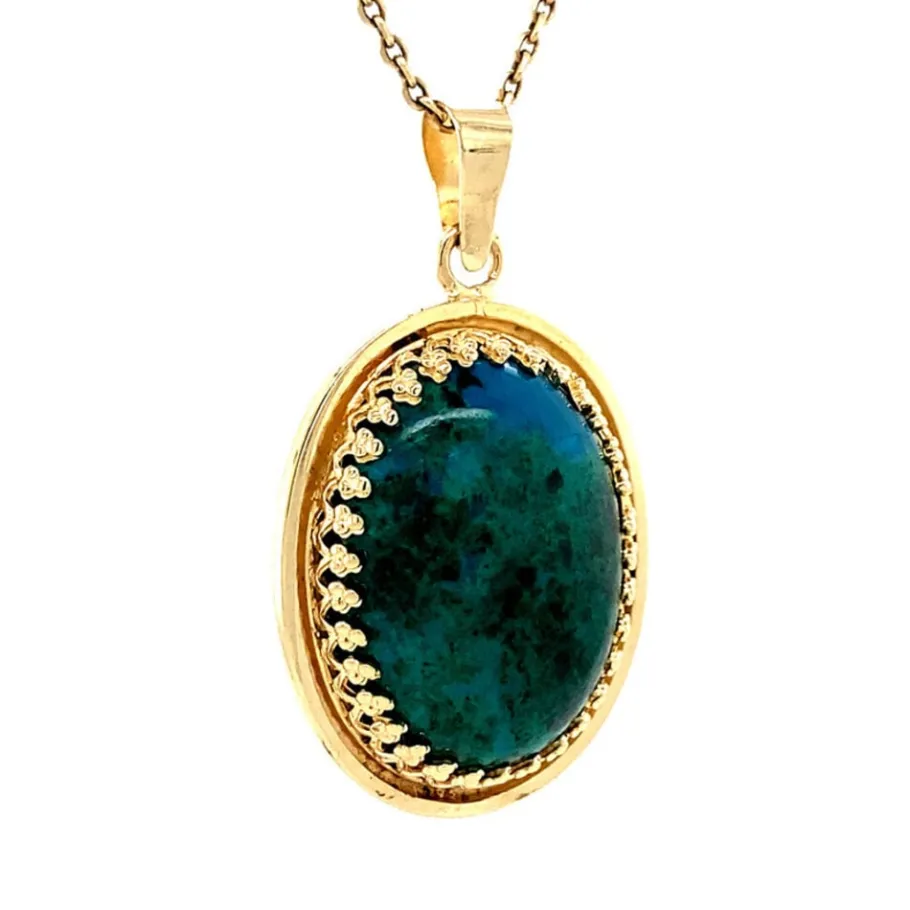 gold_pendant_with_eila_st_2.webp Gold pendant with eila stone 14 krt>Vintage Jewellery Hot