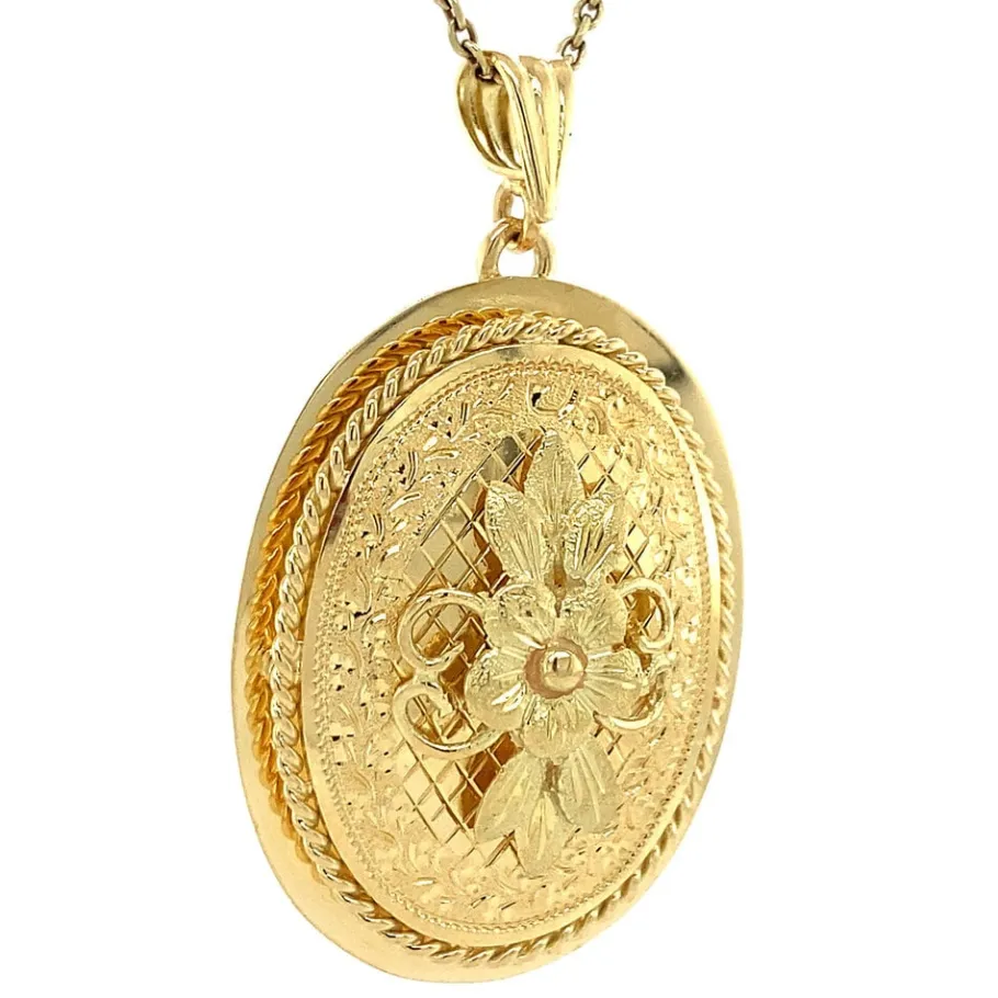 gold_pendant_with_engravi_2.webp Gold pendant with engraving 14 krt>Vintage Jewellery Online