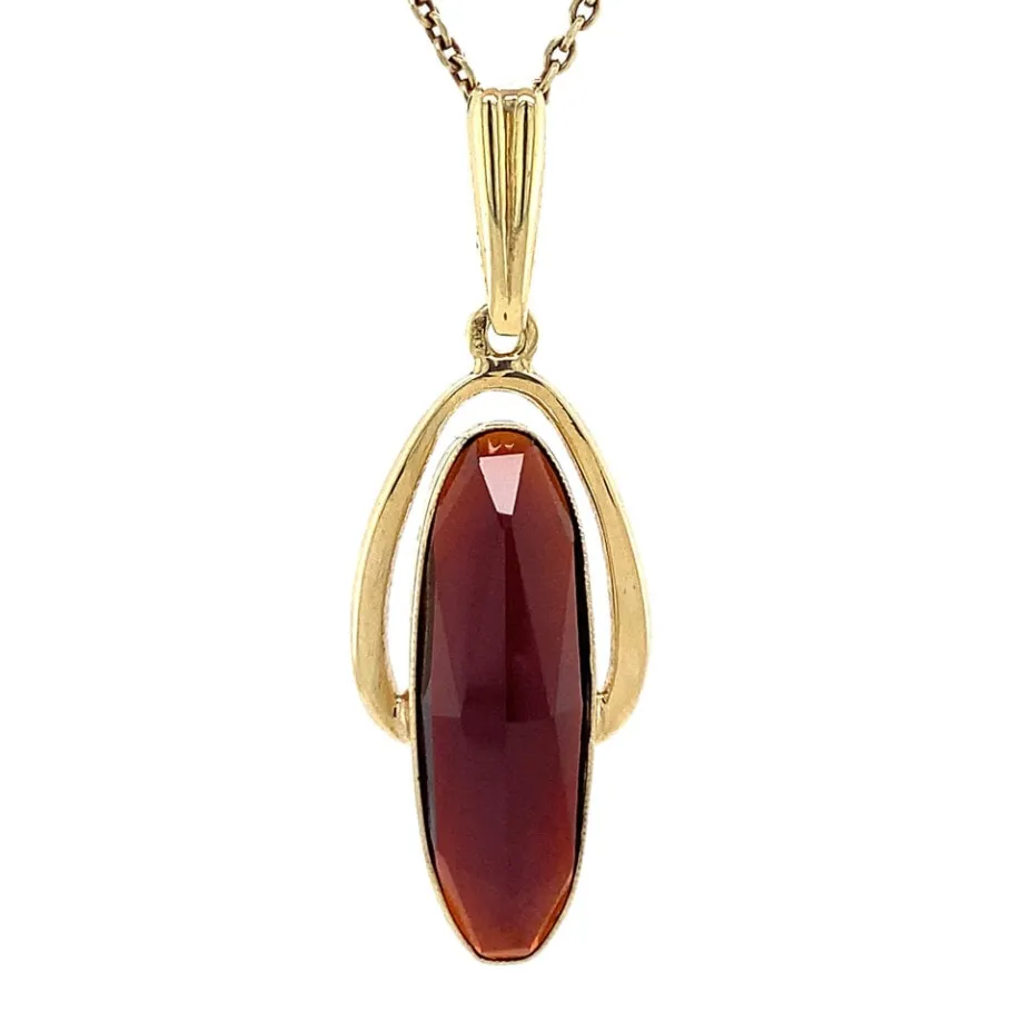 Gold pendant with garnet 14 krt>Vintage Jewellery Hot