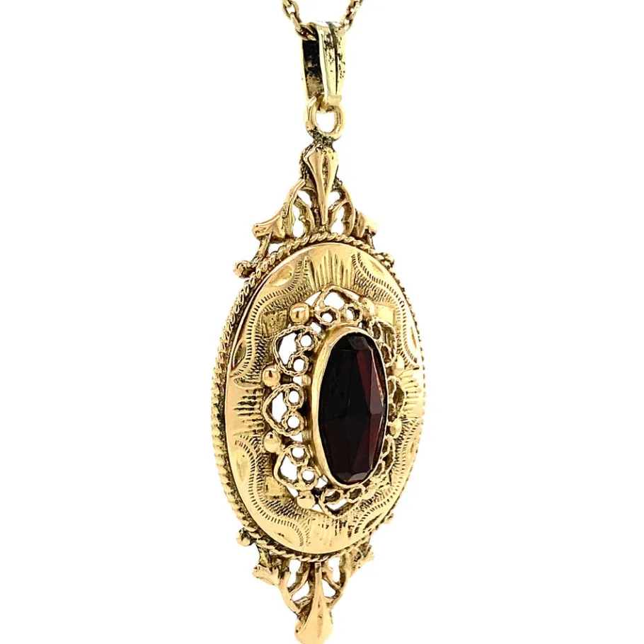 gold_pendant_with_garnet__2-1.webp Gold pendant with garnet 14 krt>Vintage Jewellery Fashion