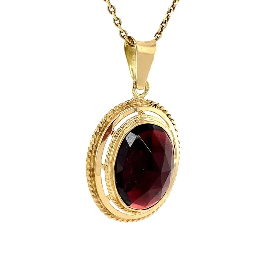 gold_pendant_with_garnet__2-22.webp Gold pendant with garnet 14 krt>Vintage Jewellery Outlet