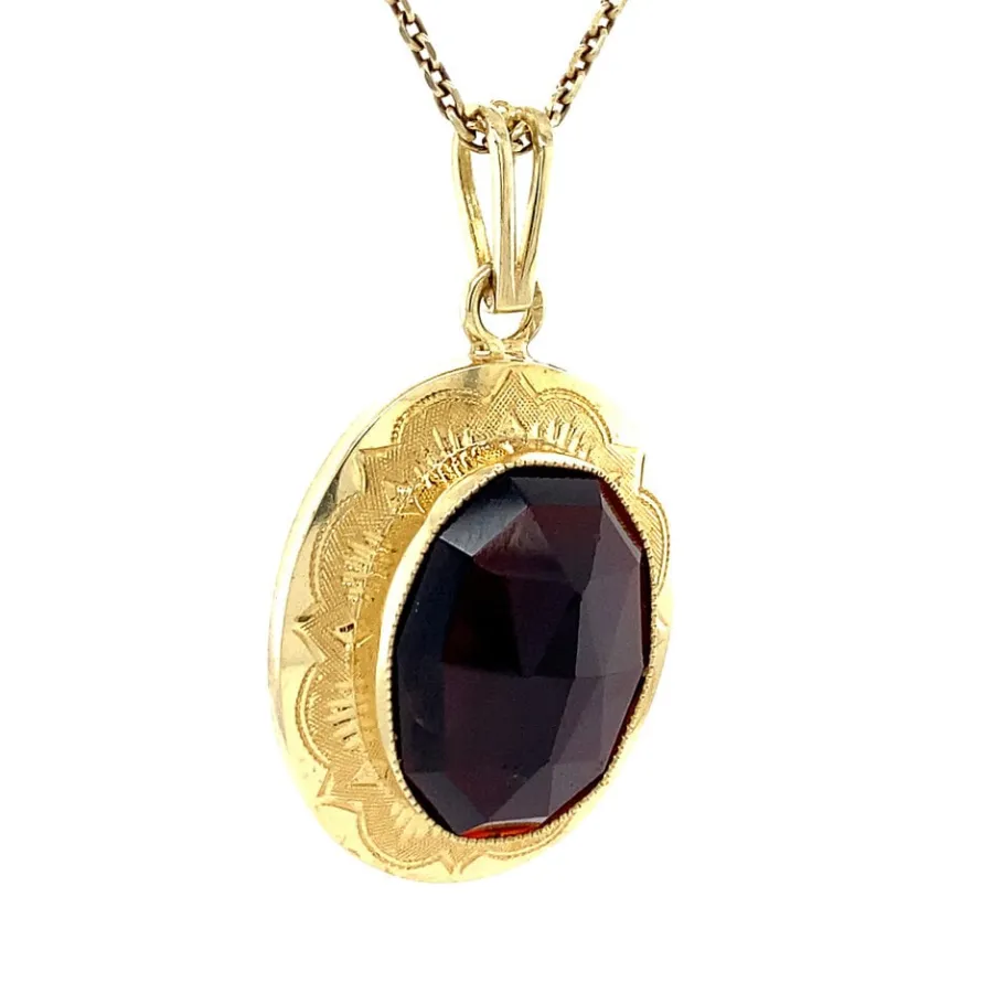 gold_pendant_with_garnet__2-26.webp Gold pendant with garnet 14 krt>Vintage Jewellery Online