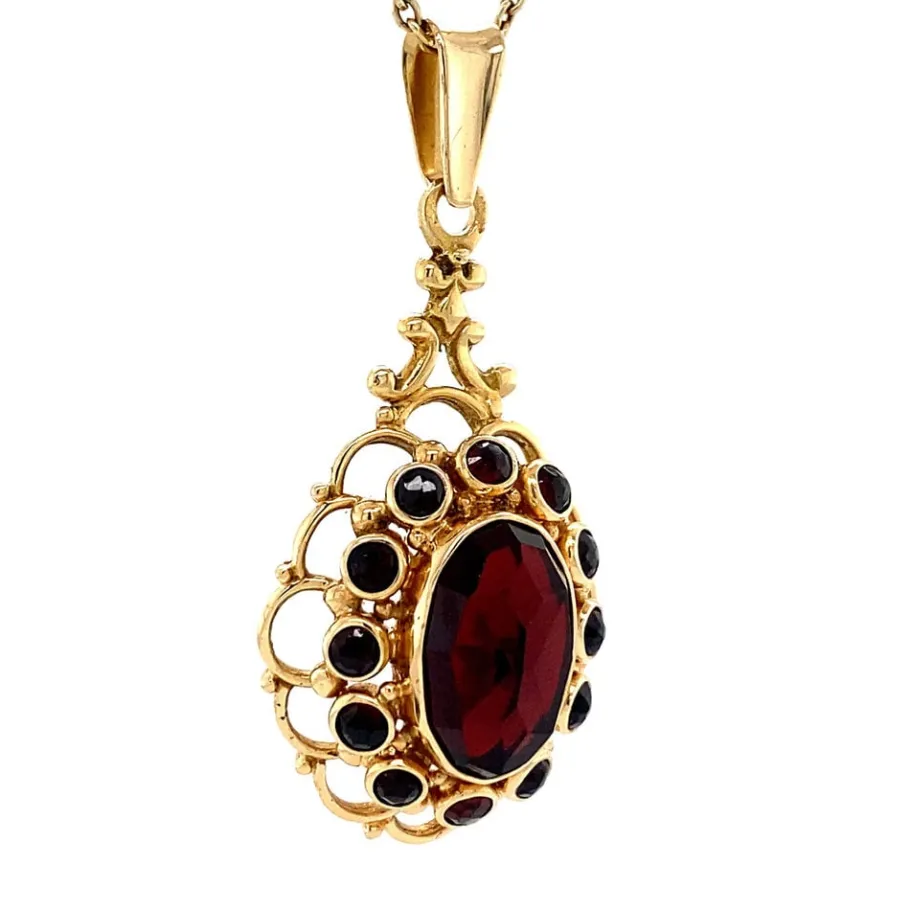 gold_pendant_with_garnet__2-27.webp Gold pendant with garnet 14 krt>Vintage Jewellery Online