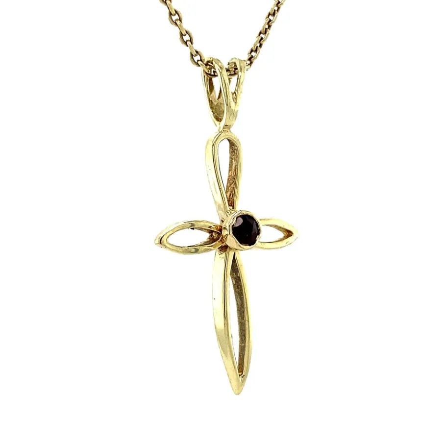 gold_pendant_with_garnet__2-30.webp Gold pendant with garnet 14 krt>Vintage Jewellery Outlet