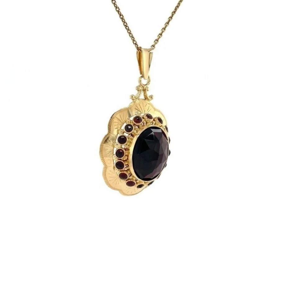 gold_pendant_with_garnet__2-35.webp Gold pendant with garnet 14 krt>Vintage Jewellery Outlet