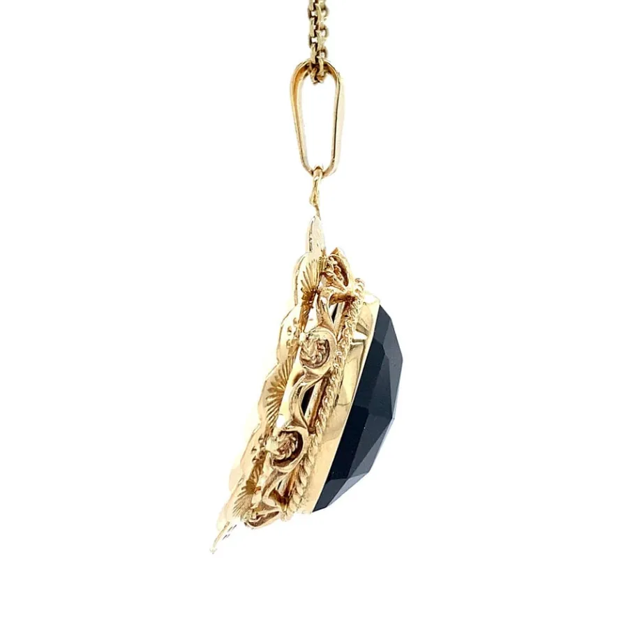 gold_pendant_with_garnet__3-28.webp Gold pendant with garnet 14 krt>Vintage Jewellery Online