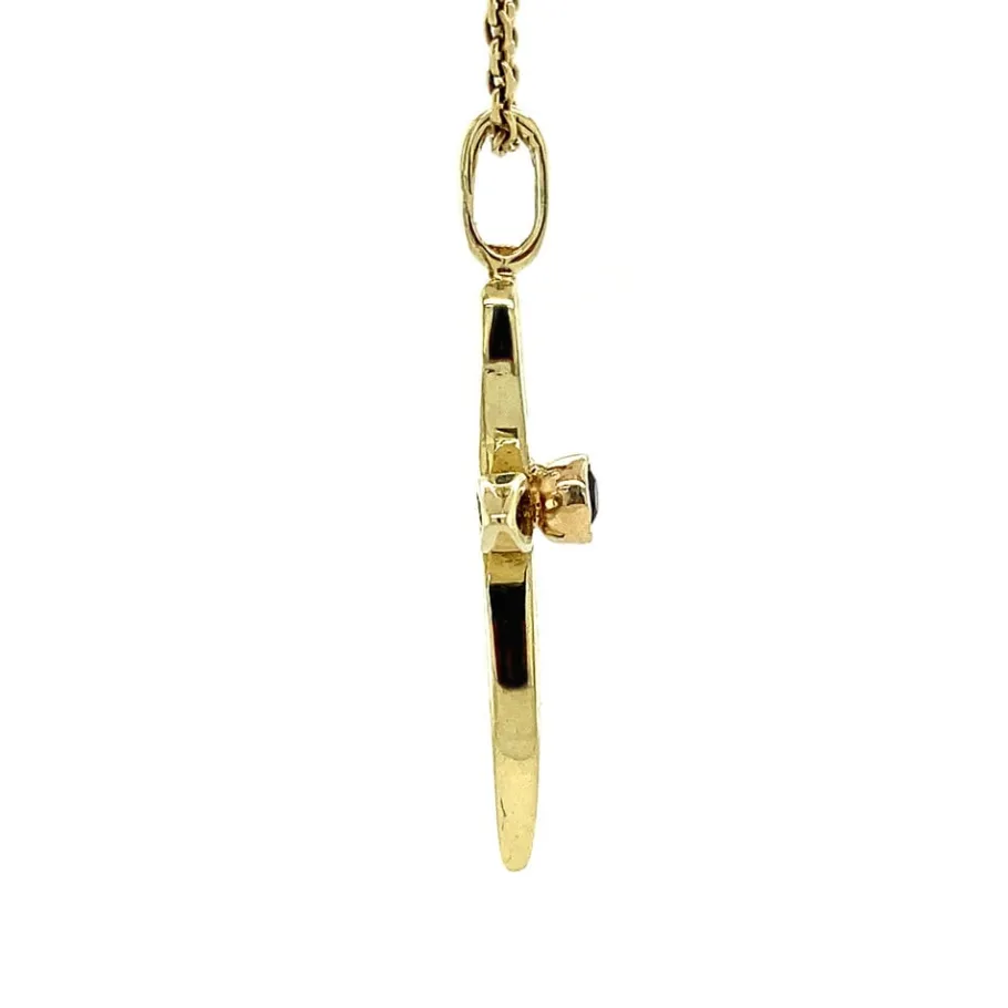 gold_pendant_with_garnet__3-29.webp Gold pendant with garnet 14 krt>Vintage Jewellery Outlet