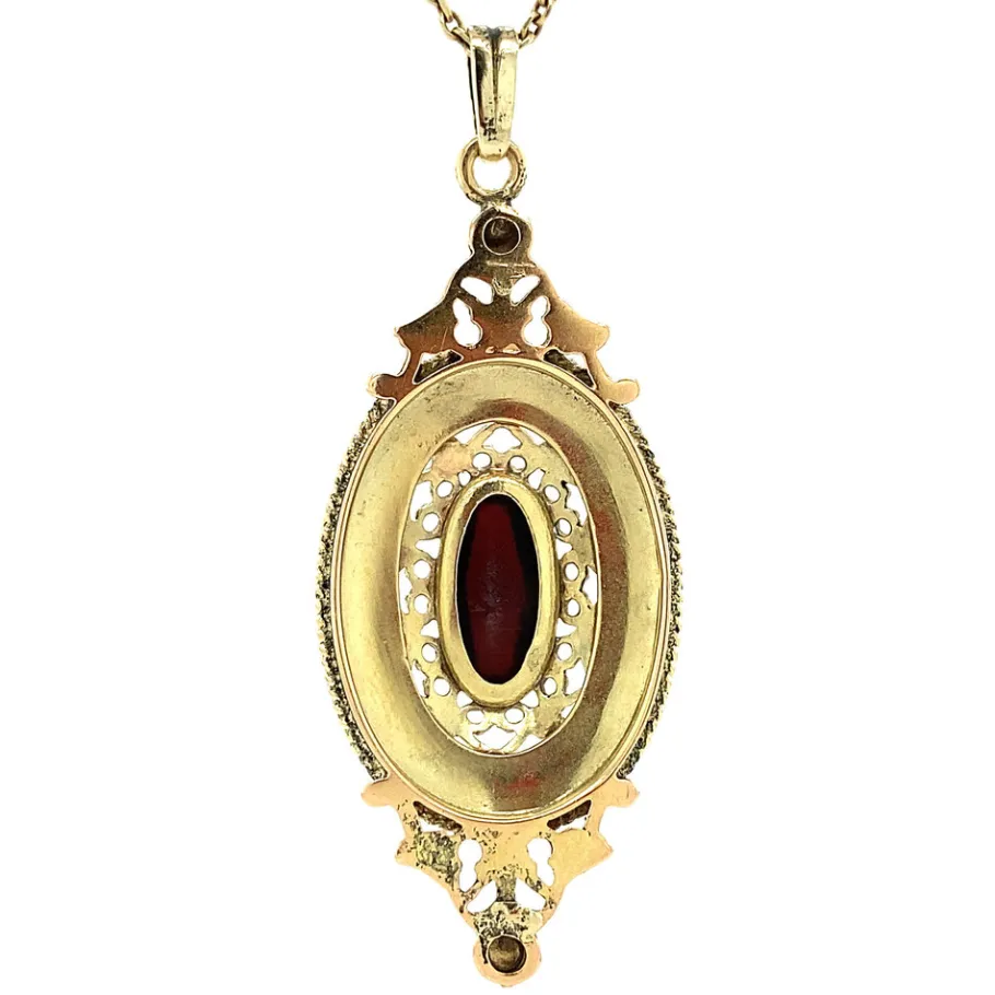 gold_pendant_with_garnet__4-1.webp Gold pendant with garnet 14 krt>Vintage Jewellery Fashion