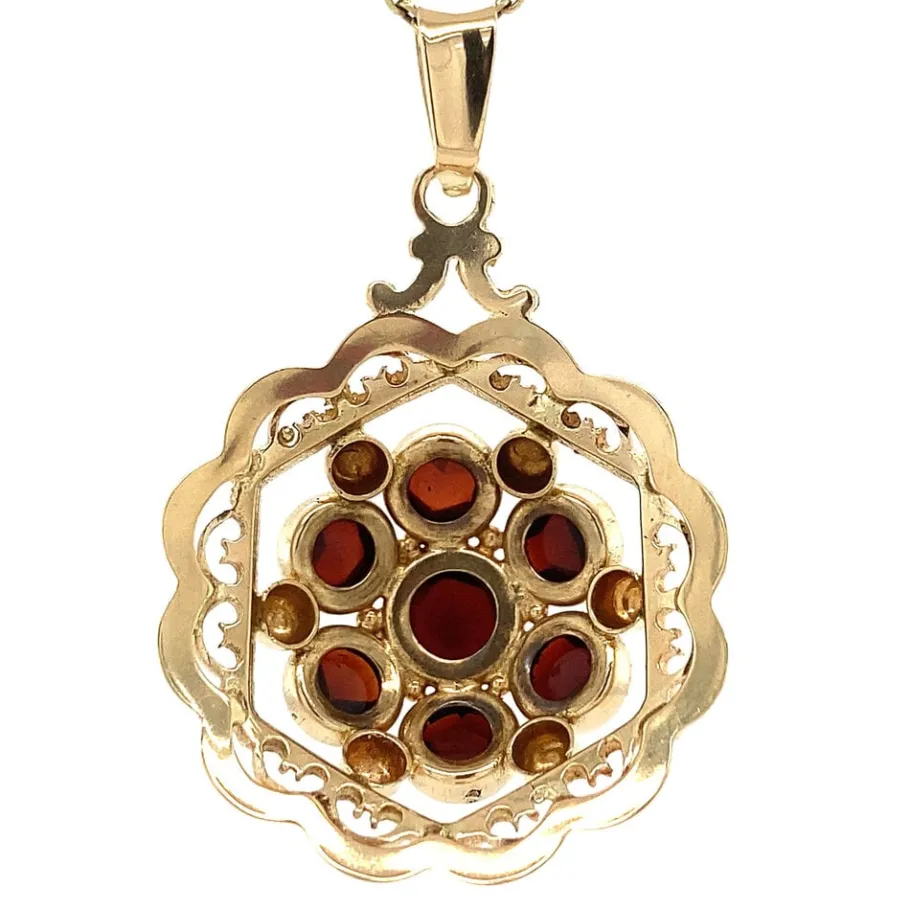 gold_pendant_with_garnet__4-14.webp Gold pendant with garnet 14 krt>Vintage Jewellery Clearance