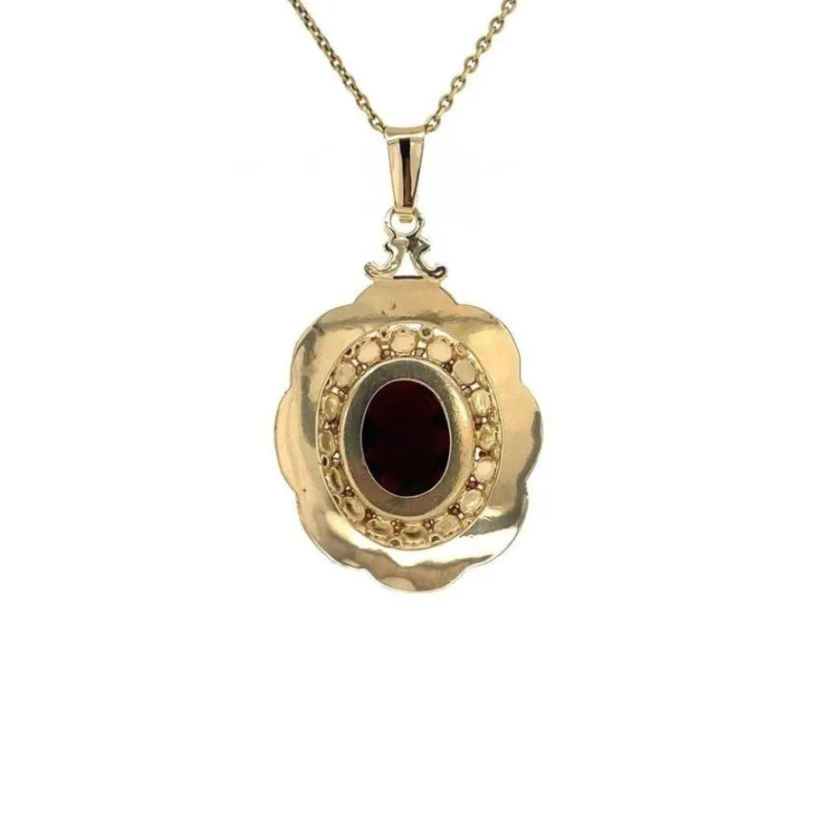 gold_pendant_with_garnet__4-34.webp Gold pendant with garnet 14 krt>Vintage Jewellery Outlet