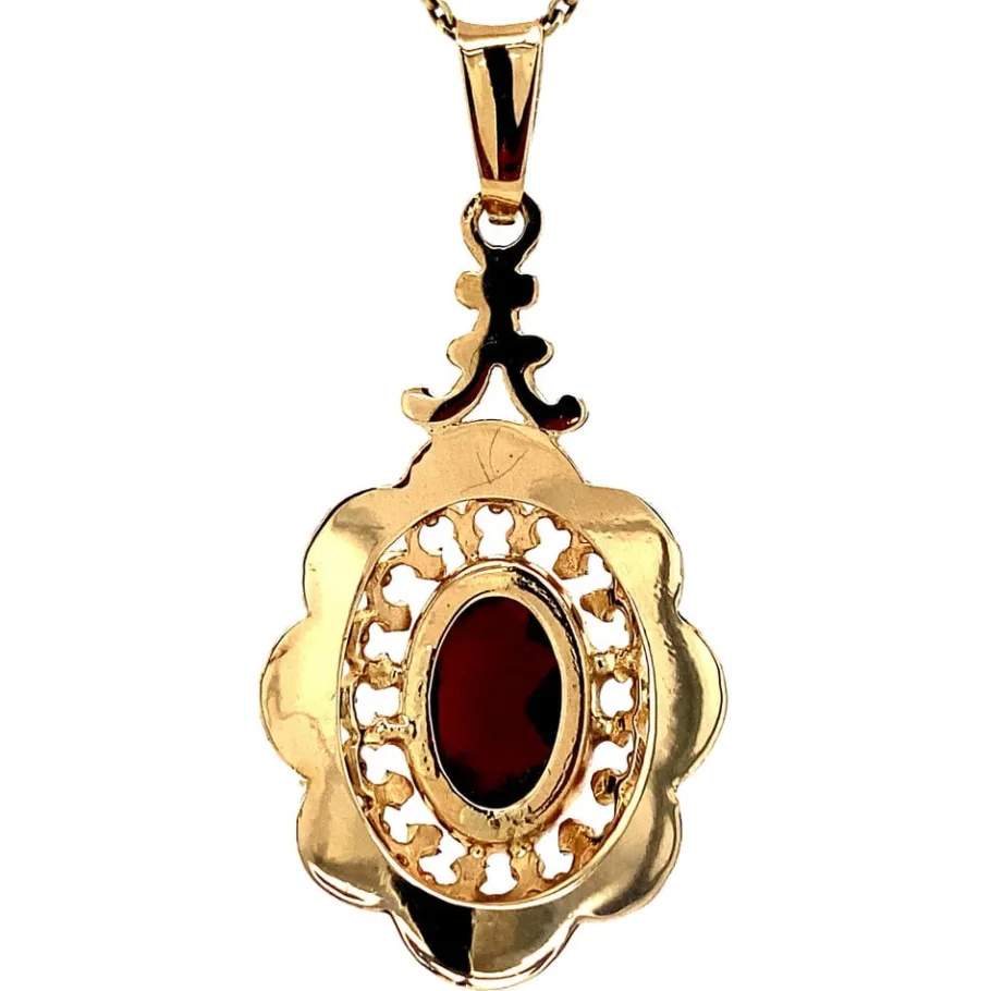 gold_pendant_with_garnet__4.webp Gold pendant with garnet 14 krt>Vintage Jewellery Sale