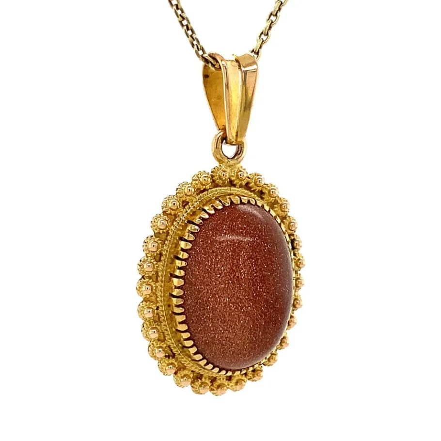 gold_pendant_with_gold_st_2.webp Gold pendant with gold stone 14 krt>Vintage Jewellery New