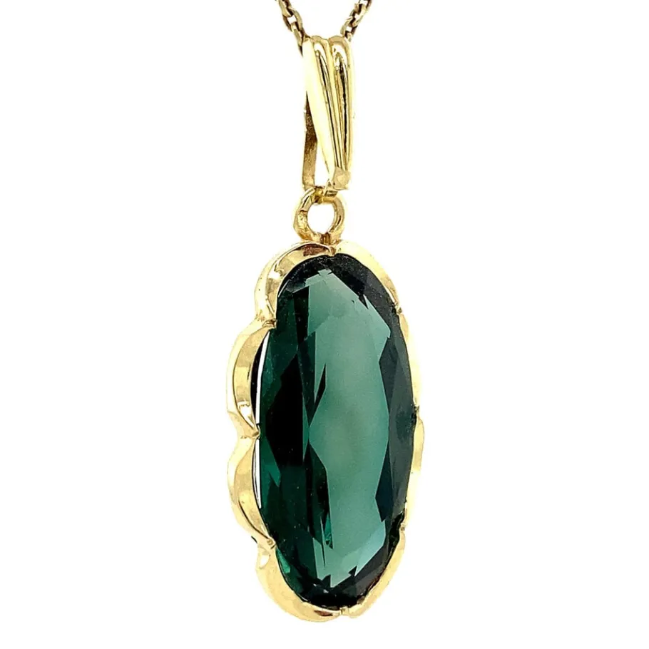 gold_pendant_with_green_s_2-4.webp Gold pendant with green spinel 14 krt>Vintage Jewellery Sale