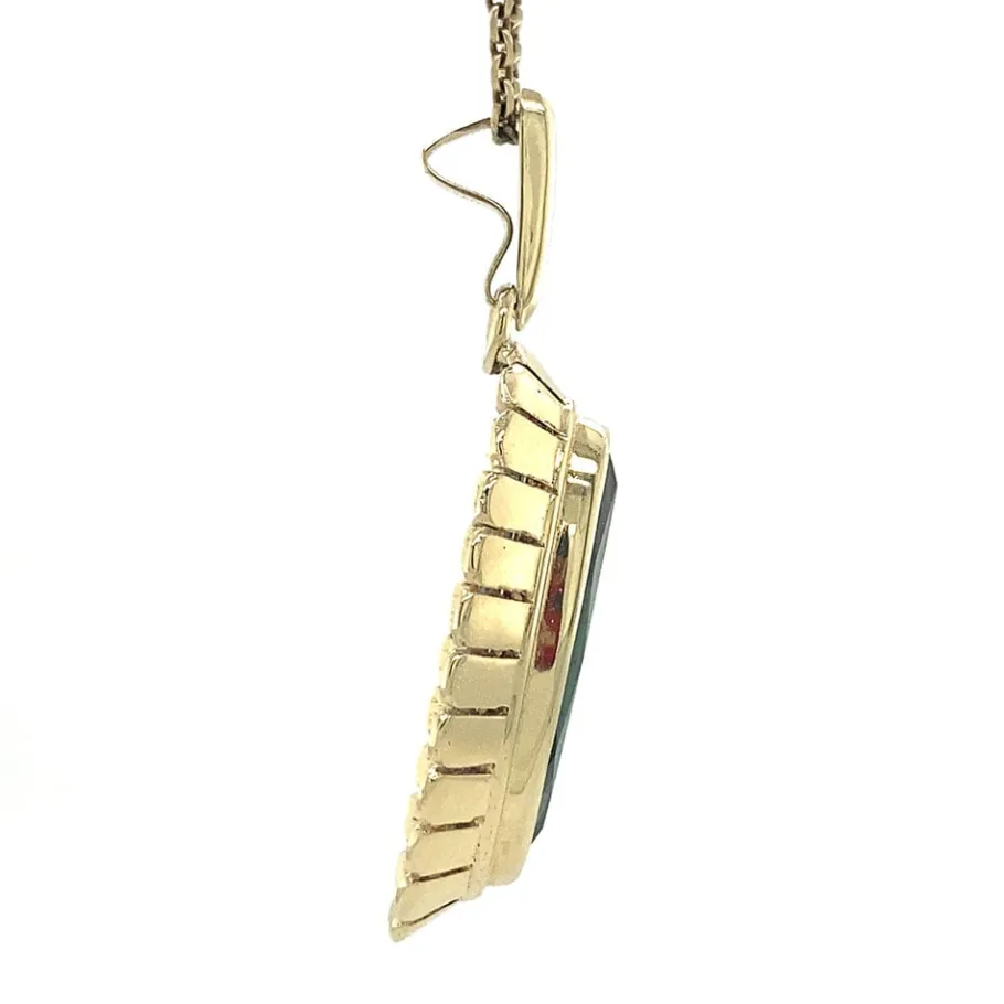 gold_pendant_with_green_s_3.webp Gold pendant with green spinel 14 krt>Vintage Jewellery Clearance