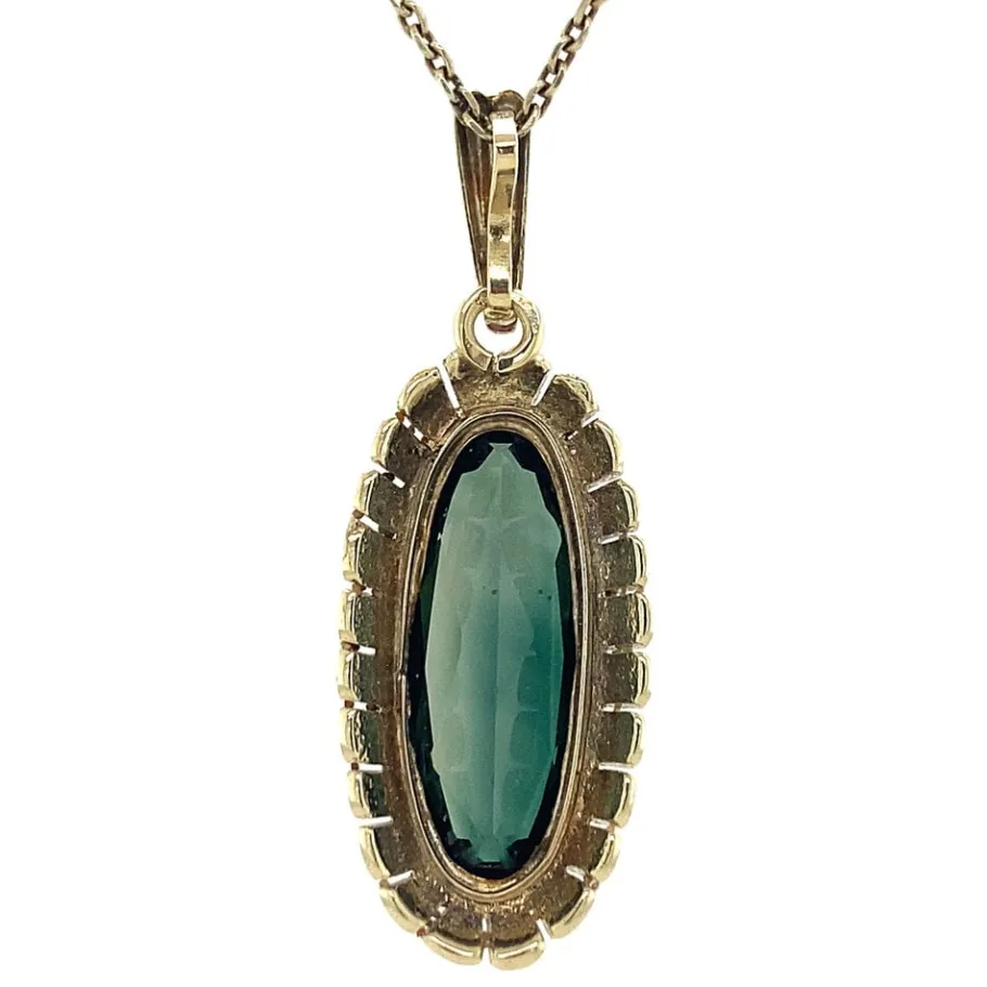 gold_pendant_with_green_s_4.webp Gold pendant with green spinel 14 krt>Vintage Jewellery Clearance