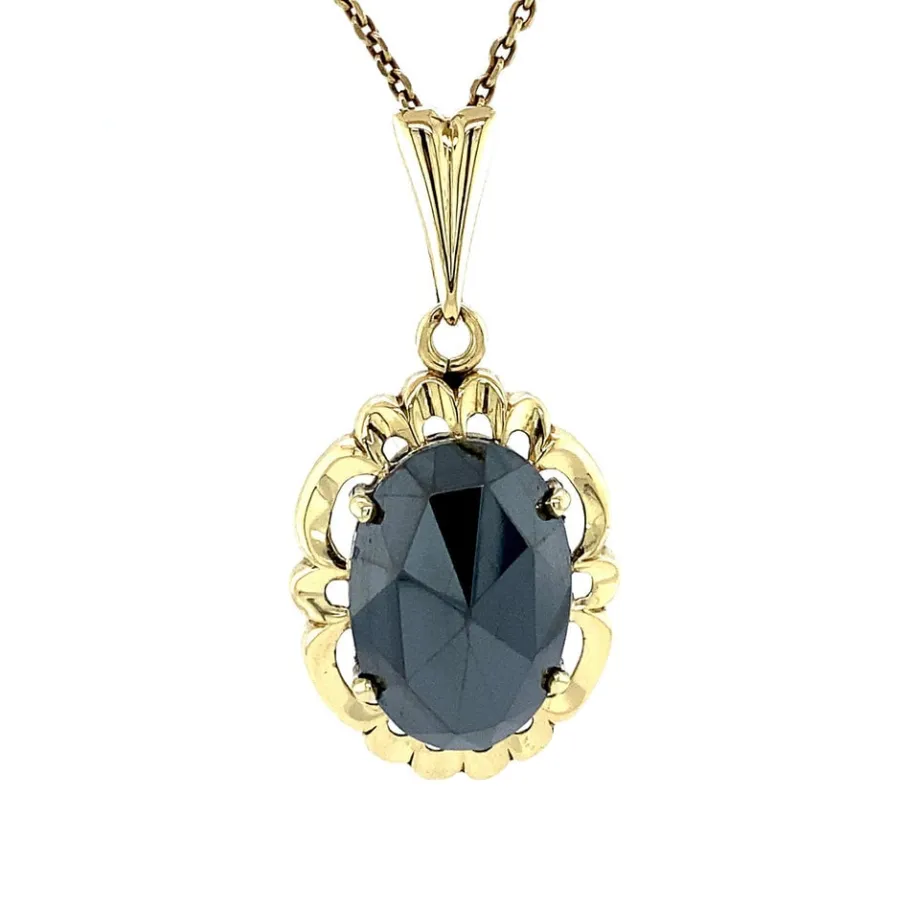 Gold pendant with haematite 14 krt>Vintage Jewellery Discount