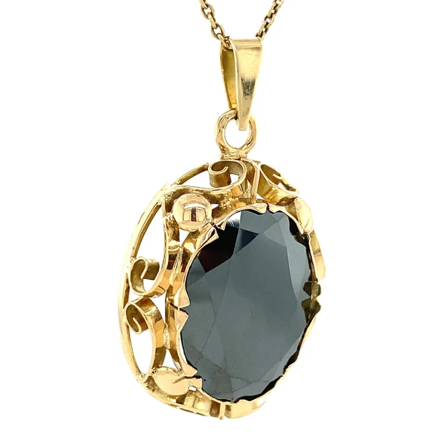 gold_pendant_with_haemati_2.webp Gold pendant with haematite 14 krt>Vintage Jewellery Hot