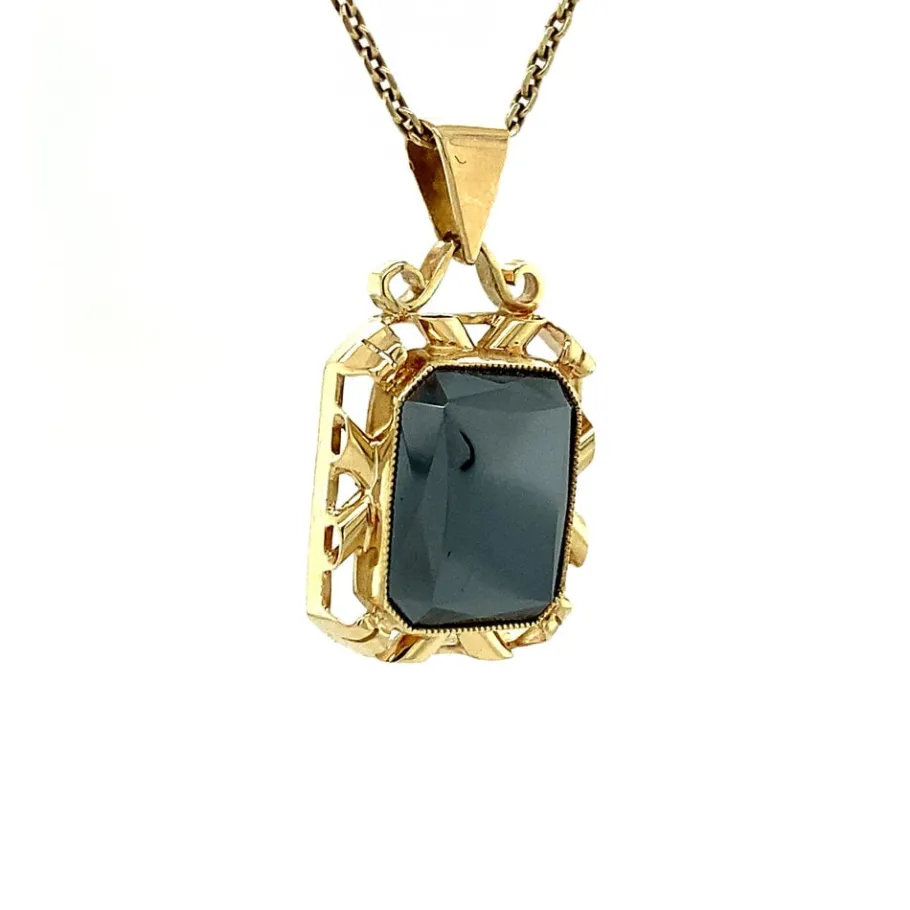 gold_pendant_with_hematit_2.webp Gold pendant with hematite 14 krt>Vintage Jewellery Hot