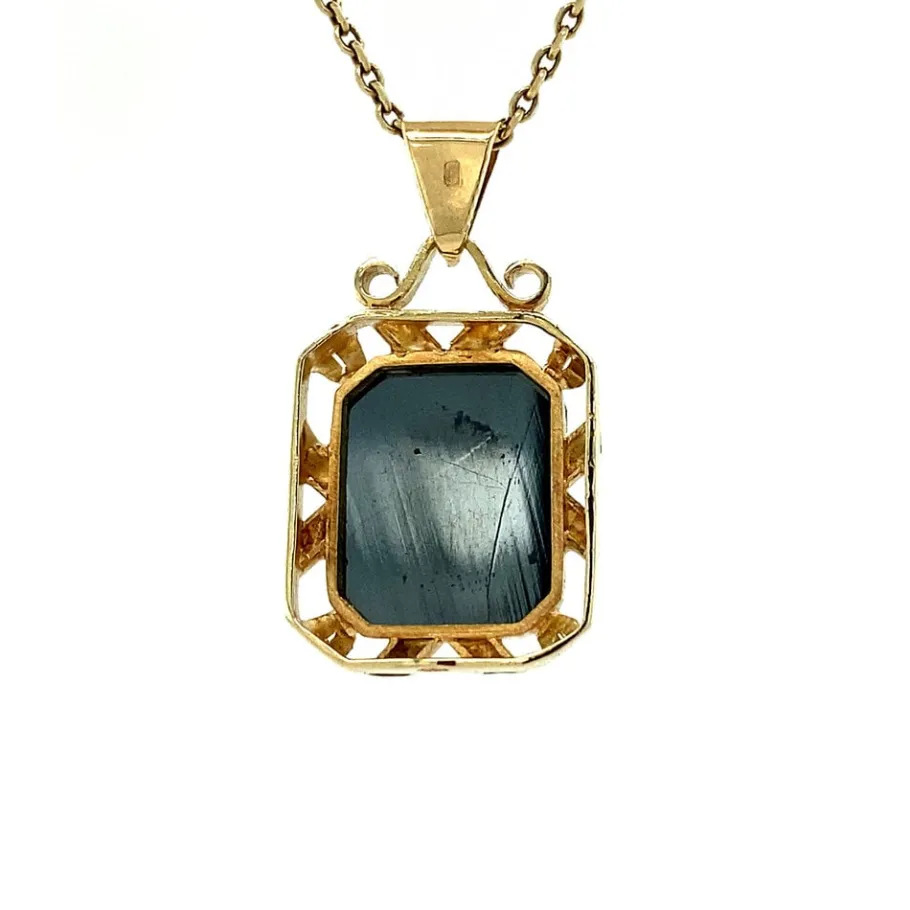 gold_pendant_with_hematit_4.webp Gold pendant with hematite 14 krt>Vintage Jewellery Hot