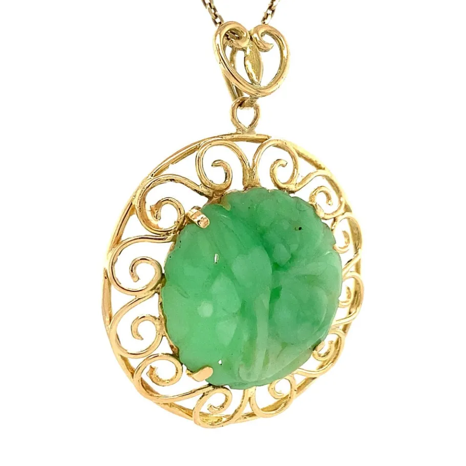 gold_pendant_with_jade__k_2.webp Gold pendant with jade 14 krt>Vintage Jewellery Sale