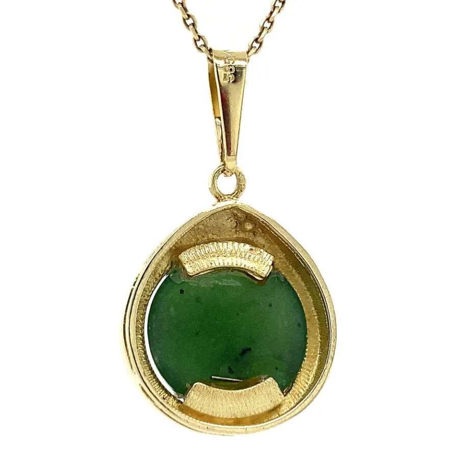 gold_pendant_with_nephrit_4.webp Gold pendant with nephrite 14 krt>Vintage Jewellery Clearance