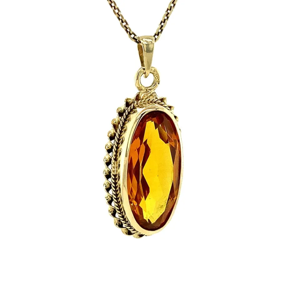gold_pendant_with_orange__2.webp Gold pendant with orange sapphire 14 krt>Vintage Jewellery Best