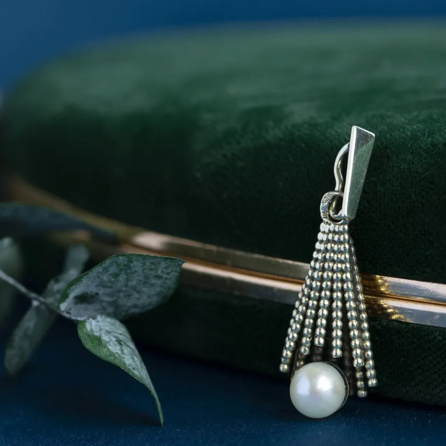 Gold pendant with pearl 14 krt>Vintage Jewellery Outlet