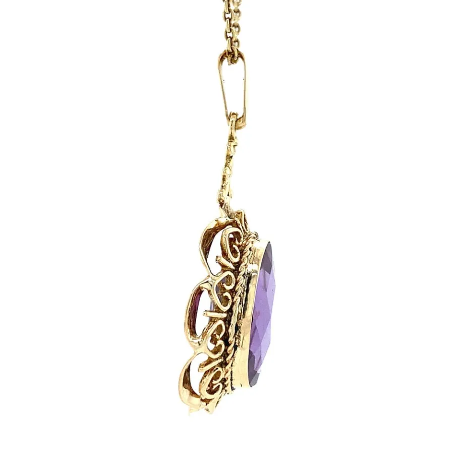 gold_pendant_with_purple__3.webp Gold pendant with purple sapphire 14 krt>Vintage Jewellery Online