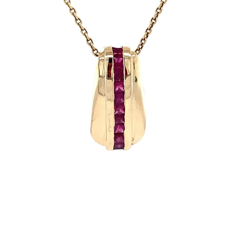 Gold pendant with ruby 14 krt>Vintage Jewellery Online