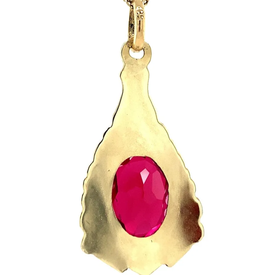 gold_pendant_with_ruby__k_4.webp Gold pendant with ruby 14 krt>Vintage Jewellery Outlet