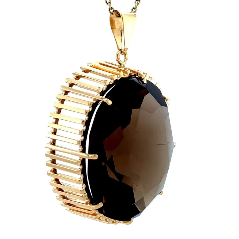 gold_pendant_with_smoky_q_2.webp Gold pendant with smoky quartz 14 krt>Vintage Jewellery Clearance