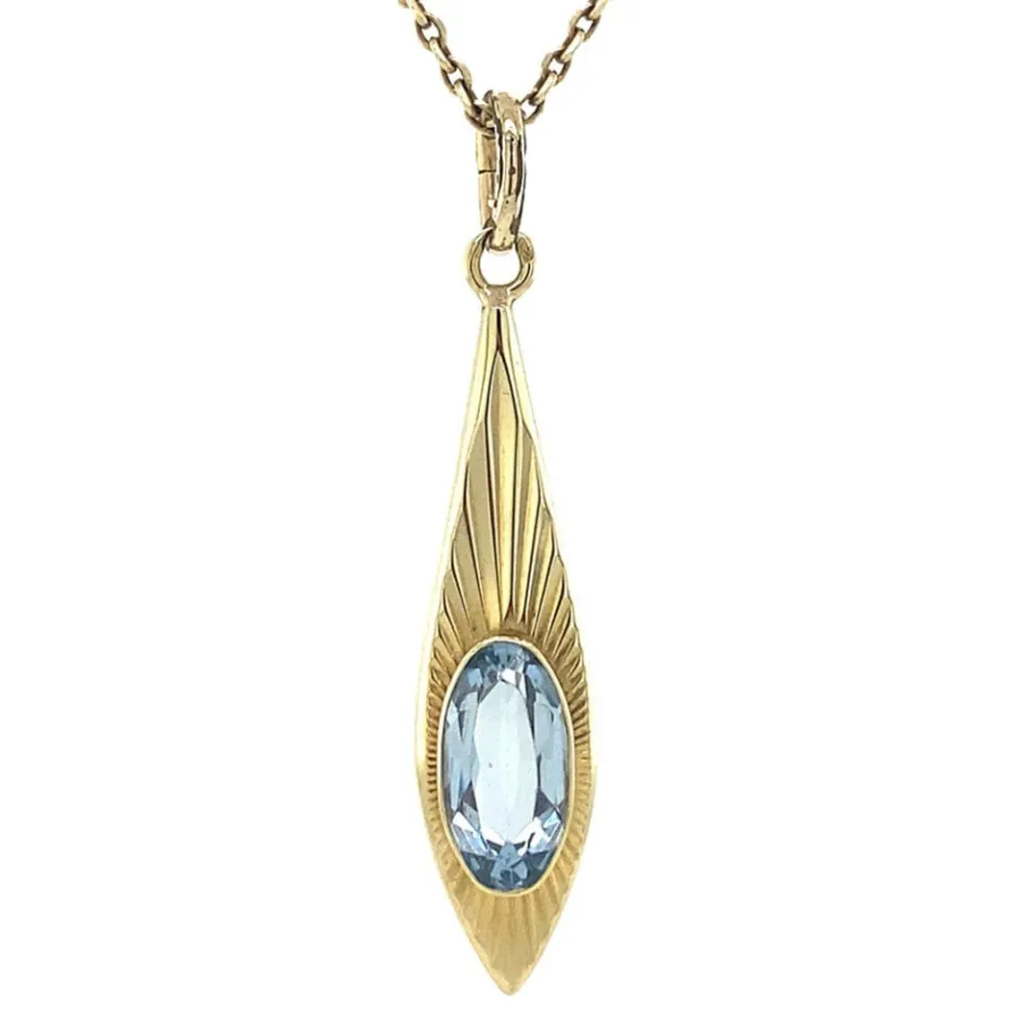 Gold pendant with spinel 14 krt>Vintage Jewellery New