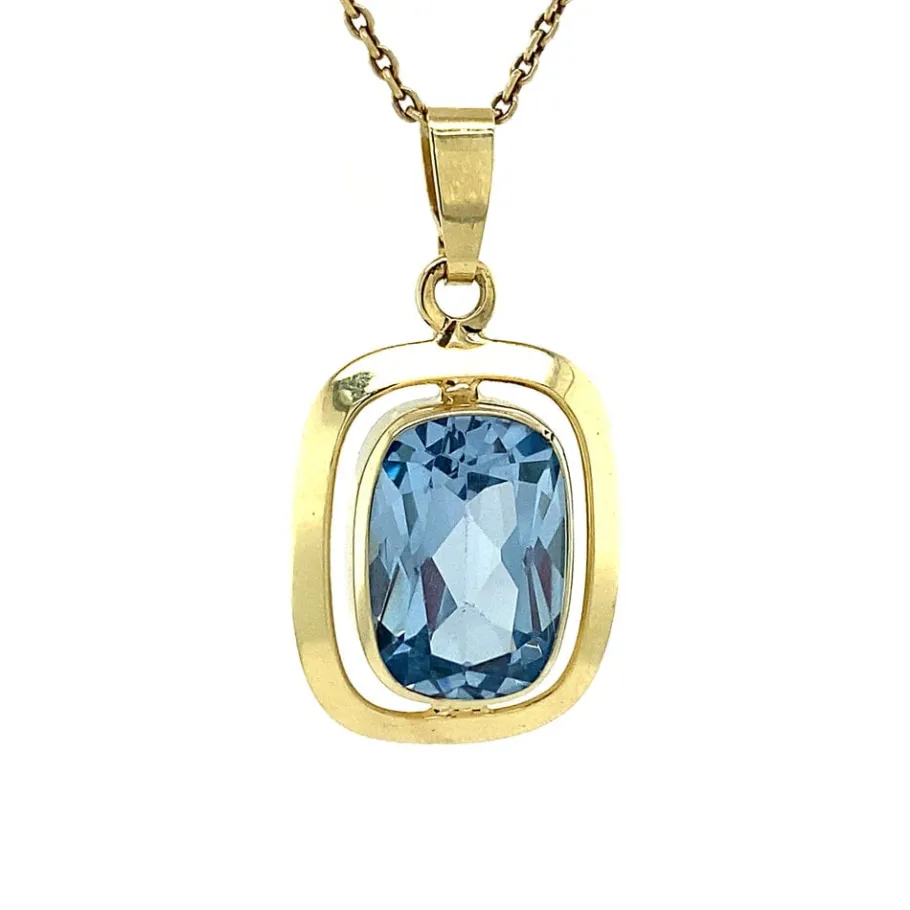 Gold pendant with spinel 14 krt>Vintage Jewellery New