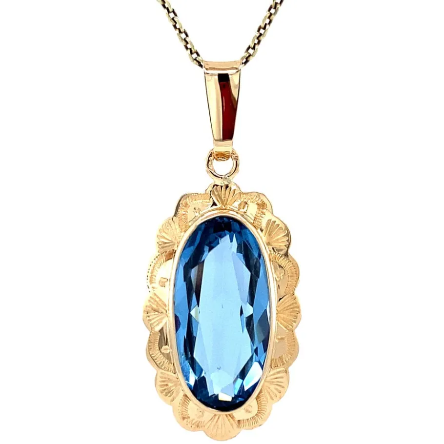 Gold pendant with spinel 14 krt>Vintage Jewellery Sale
