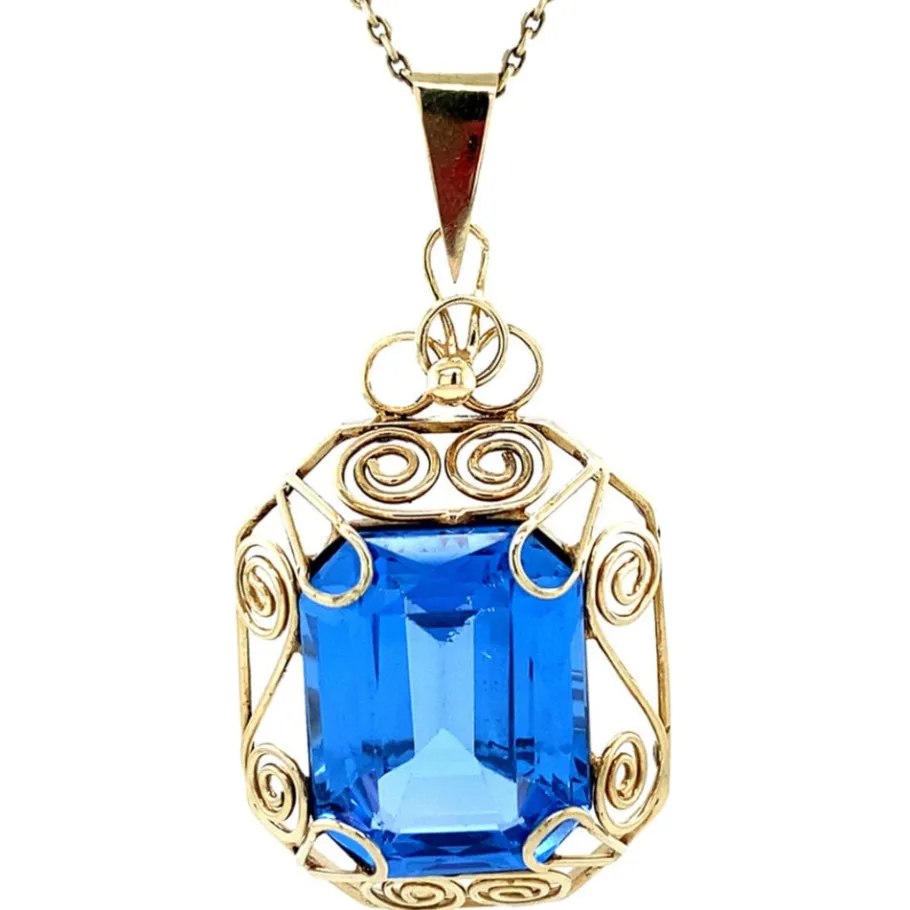 Gold pendant with spinel 14 krt>Vintage Jewellery Sale