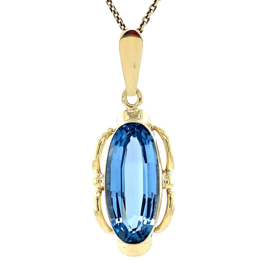 Gold pendant with spinel 14 krt>Vintage Jewellery Best