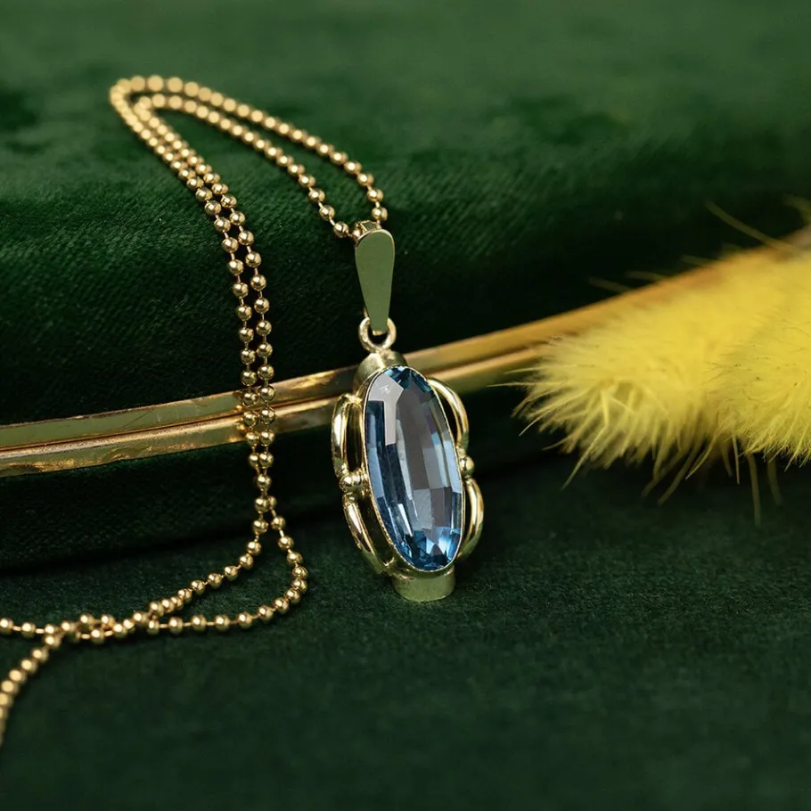 Gold pendant with spinel 14 krt>Vintage Jewellery Best