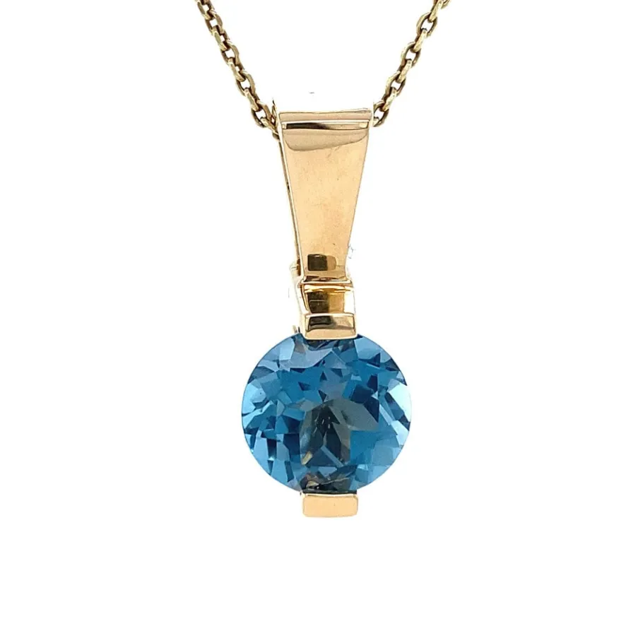 Gold pendant with topaz 14 krt>Vintage Jewellery Best