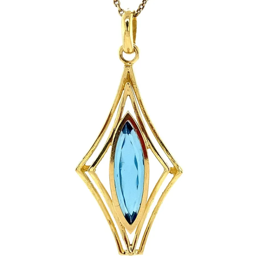Gold pendant with topaz 18 krt>Vintage Jewellery Best