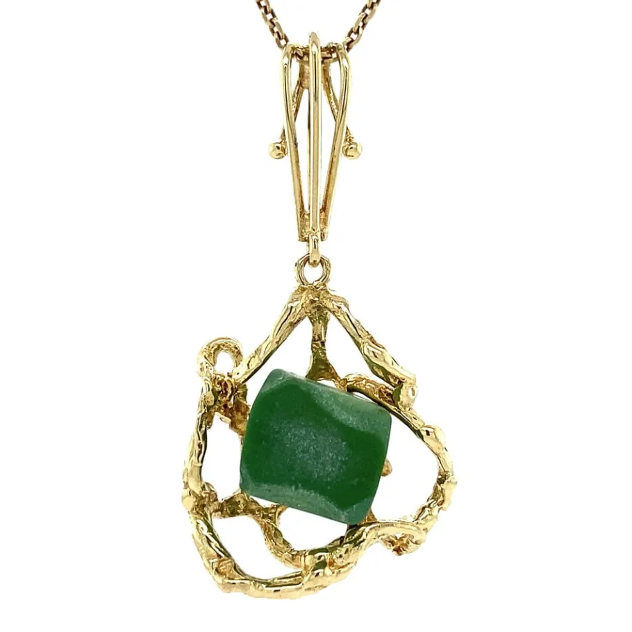 Gold pendant with turquoise 14 krt>Vintage Jewellery New