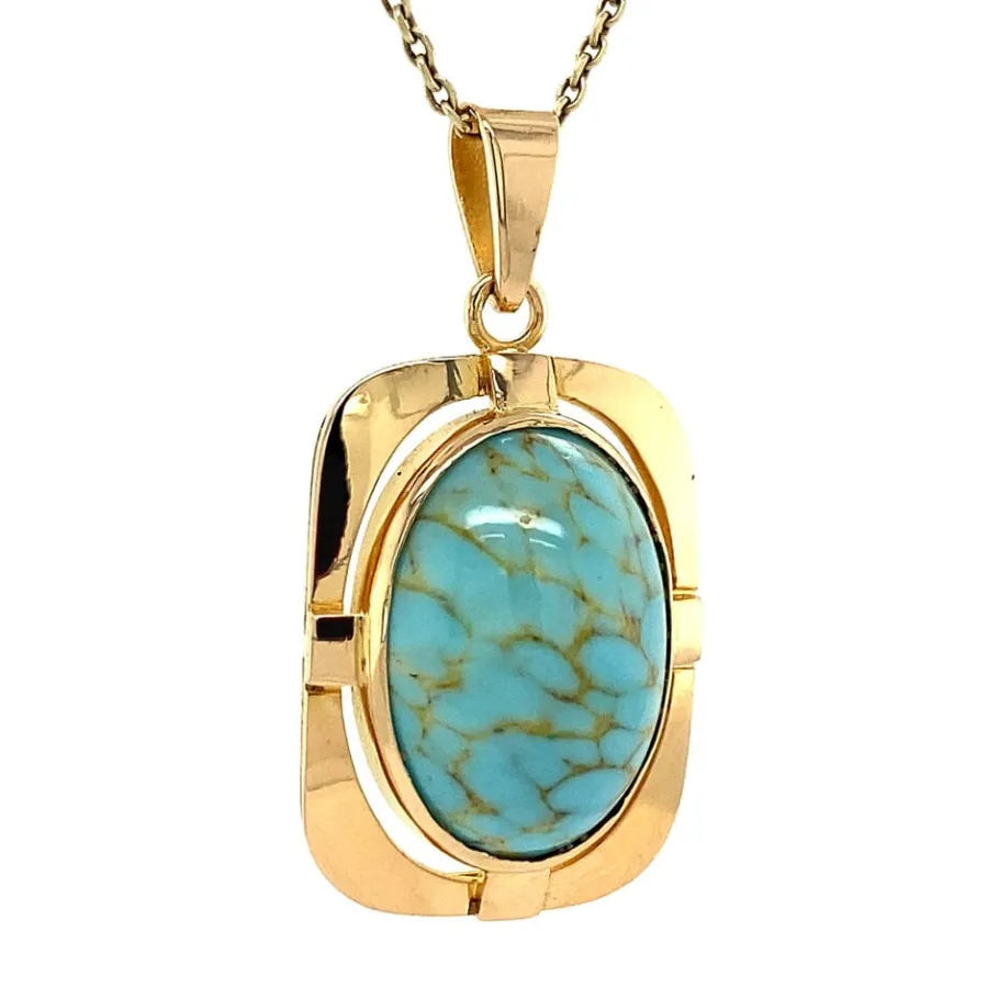gold_pendant_with_turquoi_2.webp Gold pendant with turquoise 14 krt>Vintage Jewellery Best