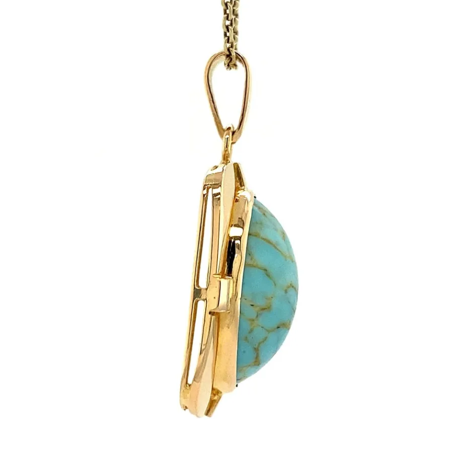 gold_pendant_with_turquoi_3.webp Gold pendant with turquoise 14 krt>Vintage Jewellery Best