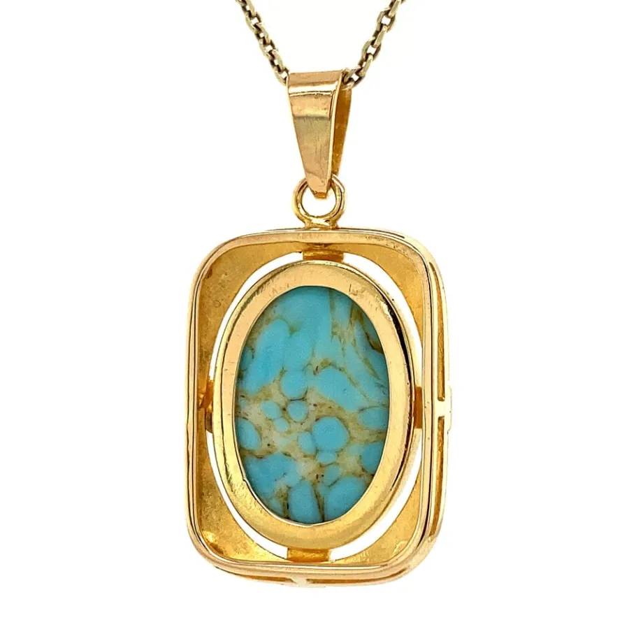 gold_pendant_with_turquoi_4.webp Gold pendant with turquoise 14 krt>Vintage Jewellery Best