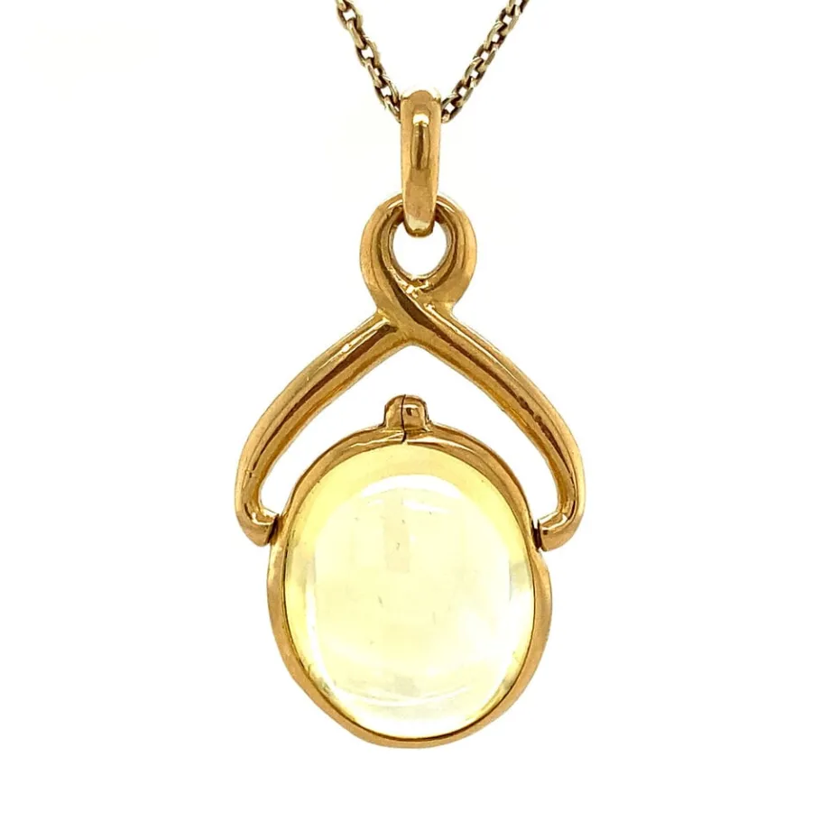 Gold pendant with yellow colour stone 20 krt>Vintage Jewellery Hot