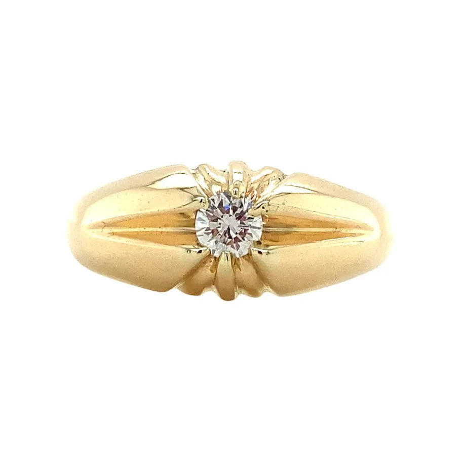 Gold pin ring with diamond 14 krt>Vintage Jewellery Sale