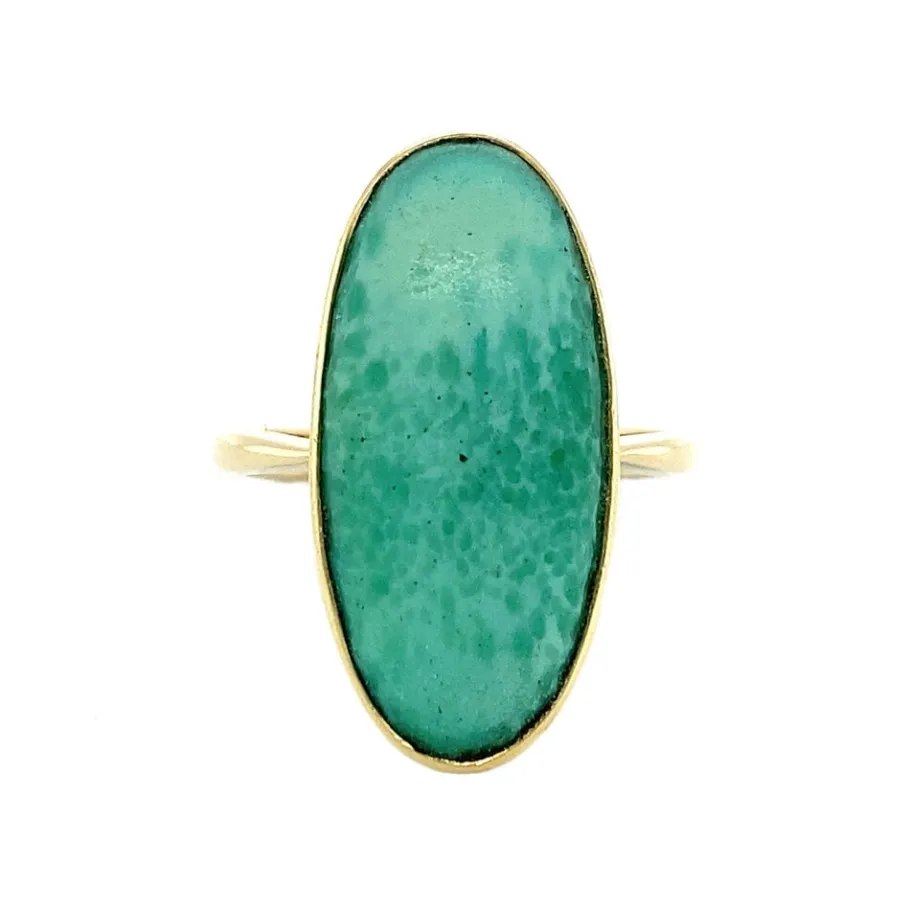 Gold ring with amazonite 14 krt>Vintage Jewellery Fashion