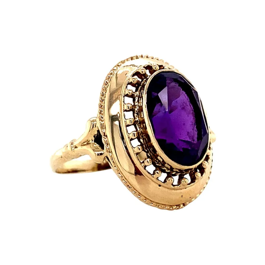 gold_ring_with_amethyst___2.webp Gold ring with amethyst 14 krt>Vintage Jewellery New