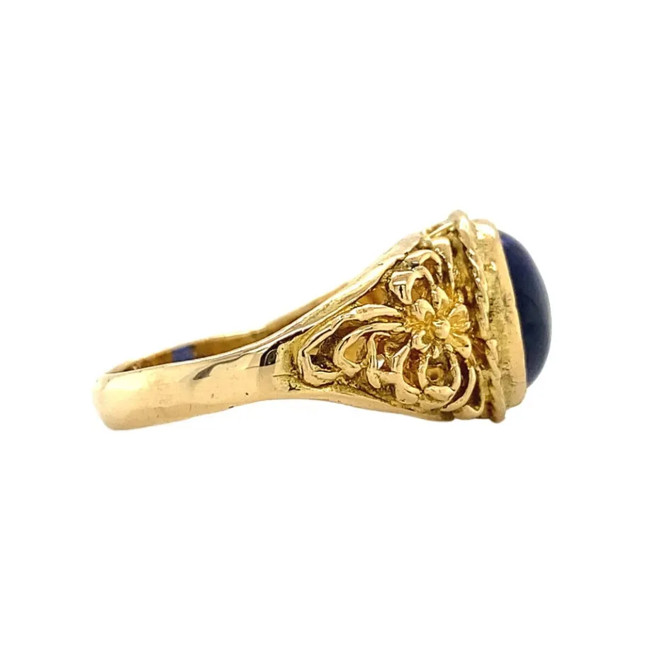 gold_ring_with_blue_glass_3.webp Gold ring with blue glass 18 krt>Vintage Jewellery Outlet