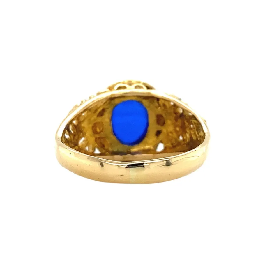 gold_ring_with_blue_glass_4.webp Gold ring with blue glass 18 krt>Vintage Jewellery Outlet